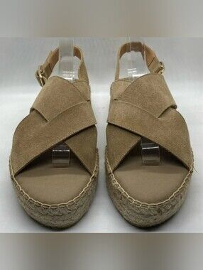 Paseart Suede Leather Crisscross Espadrille Slingback Sandals, Size 7.5, NWOT